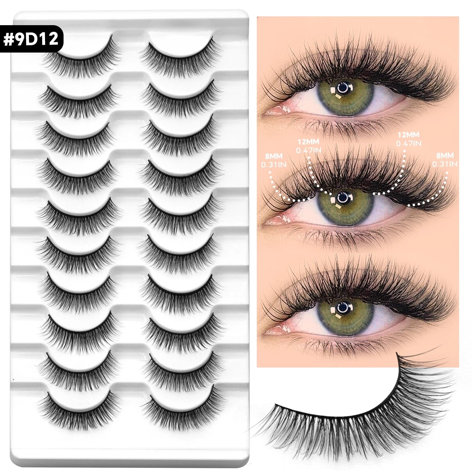 VELTRINAY False Lashes Cat Eye Eyelashes Faux Mink Fluffy Lashes Wispy Fake Eyelashes Thick Strips Lashes Makeup