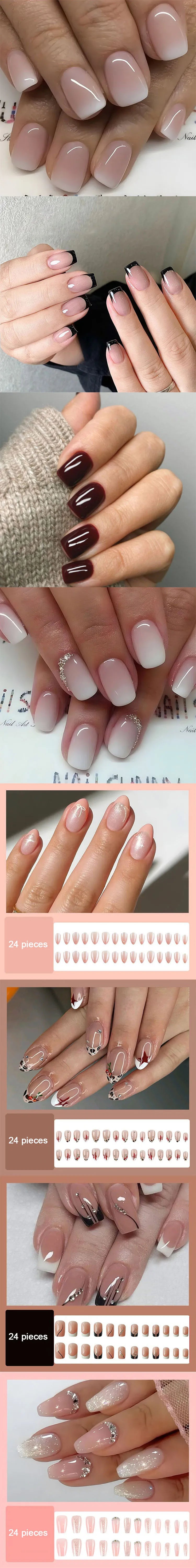 Short Fake Nails for Gluing Ready for Girls Nails Press on Ready-made Artificial Nails Press on Fingernails To Stick on CDJ03