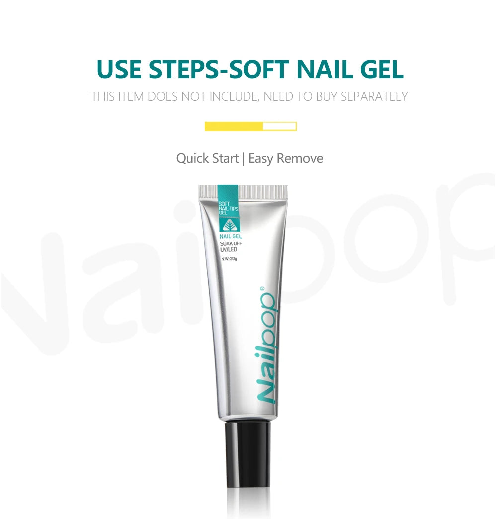 Nailpop 600pcs PRO Fake Nails Full Cover False Nail Tips Acrylic Nail Capsules Professional Material Finger Soak Off Gel Tips