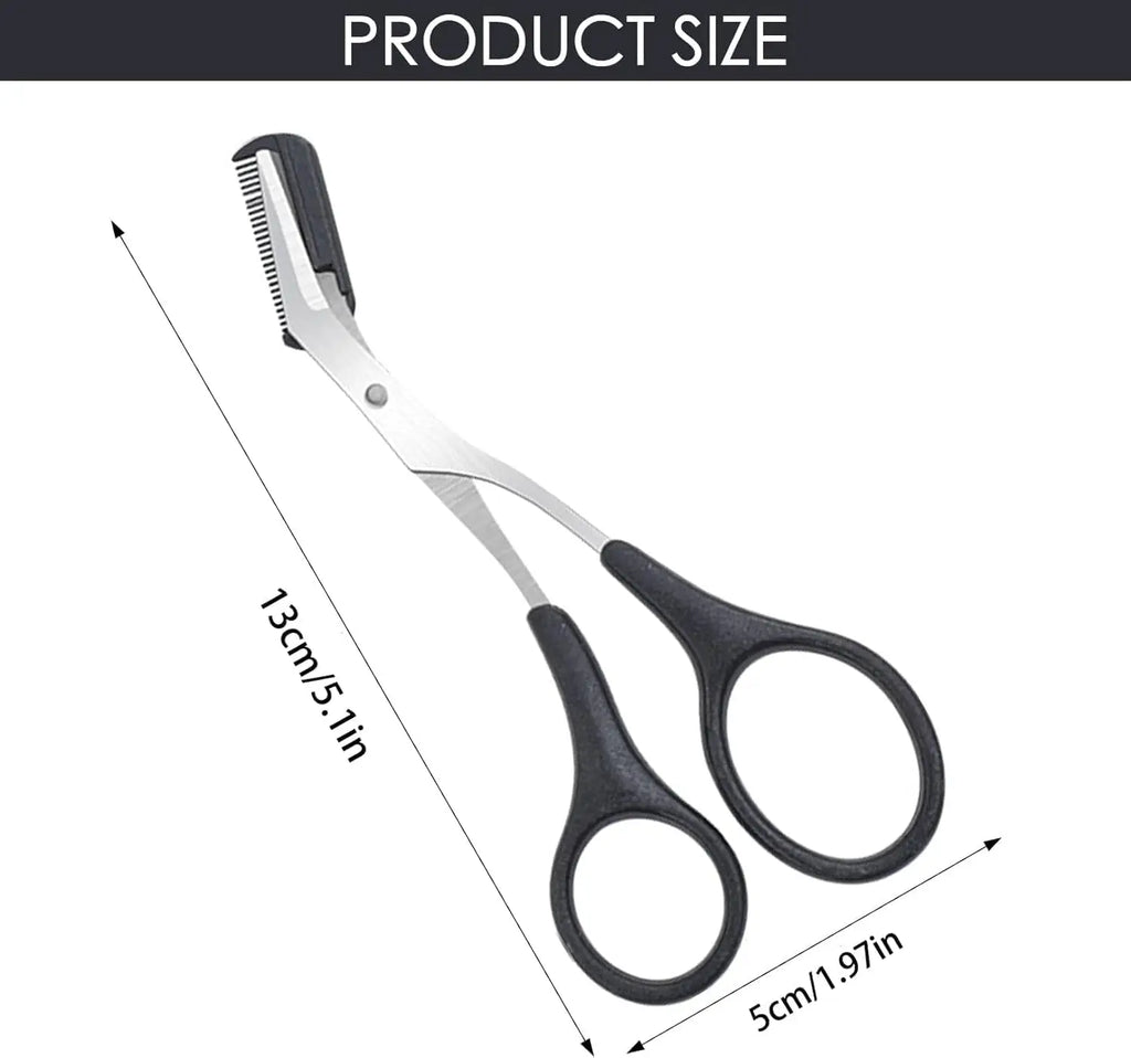 Eyebrow Trimmer Scissors Professional Non-Slip Finger Grip Brow Scissors with Comb for Men and Women Brow Shaping Makeup Tools
