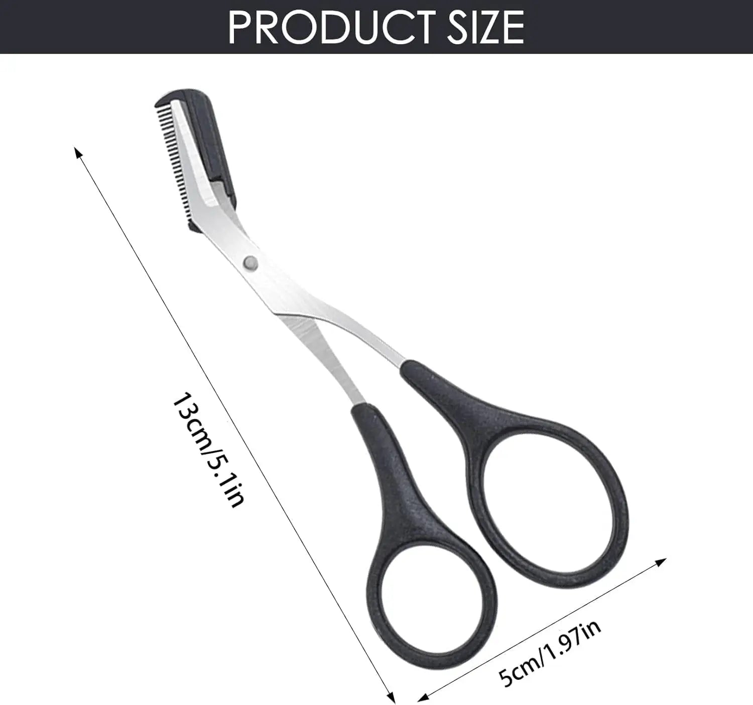 Eyebrow Trimmer Scissors Professional Non-Slip Finger Grip Brow Scissors with Comb for Men and Women Brow Shaping Makeup Tools
