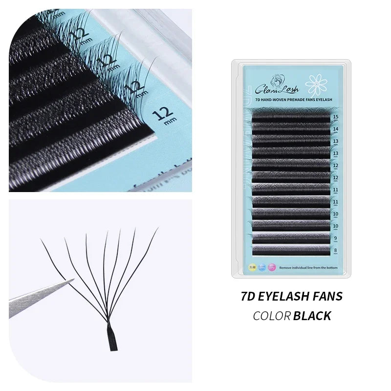GLAMLASH 8D-W Shaped Eyelash Extension C/D/L/LU/M Premade Volume Fans Clover W Style Lashes False Mink Soft Easy Faning Natural
