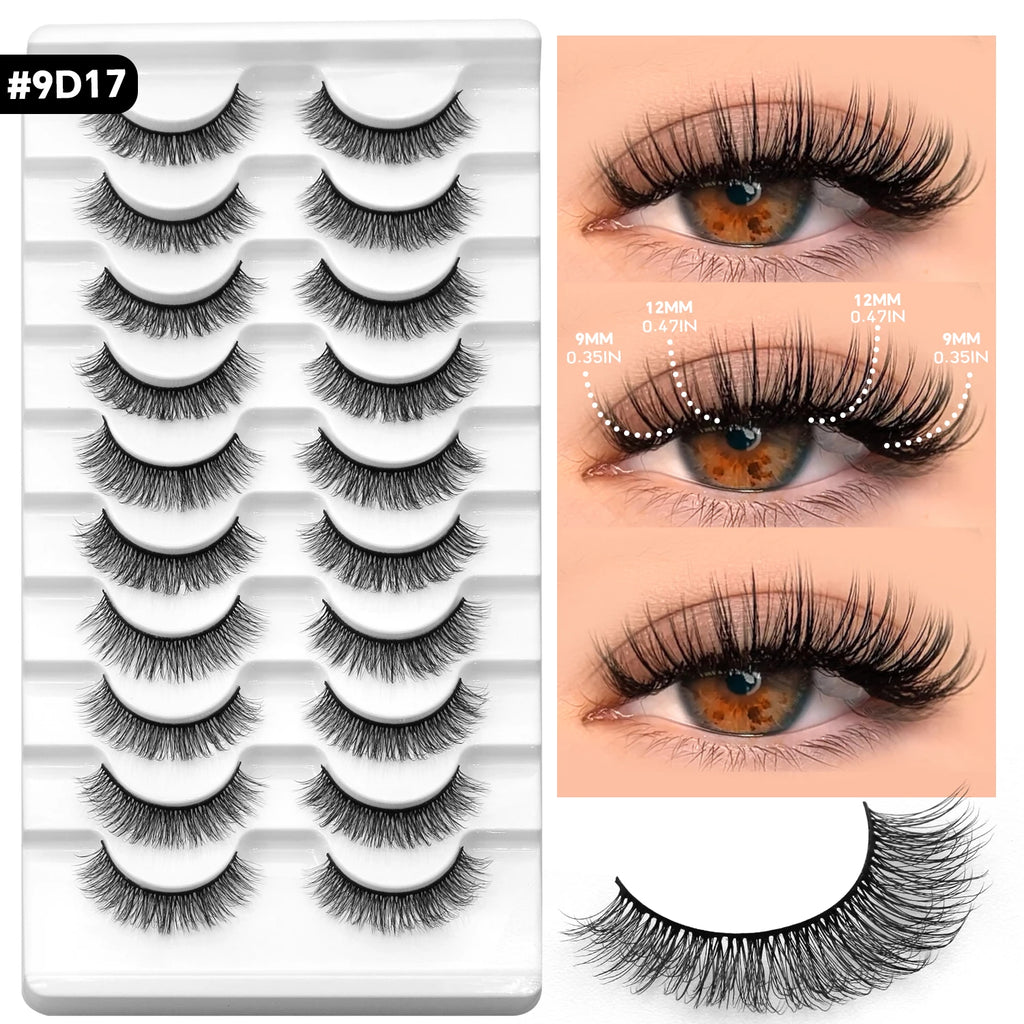 VELTRINAY False Lashes Cat Eye Eyelashes Faux Mink Fluffy Lashes Wispy Fake Eyelashes Thick Strips Lashes Makeup