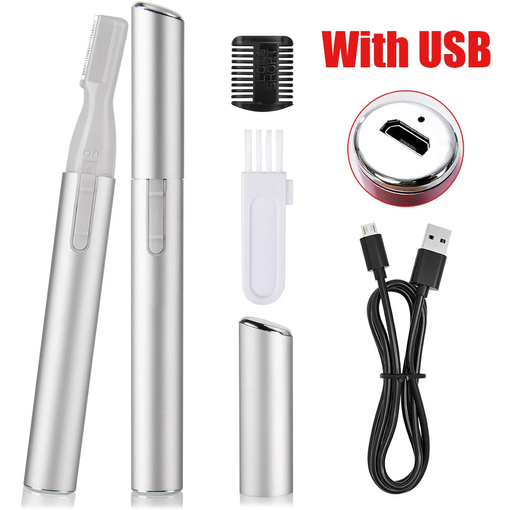 Portable Electric Eyebrow Trimmer Shaver Hair Remover Facial Shaver Pencil Hair Remover for Facial Neck Blur Lips Body Arms Legs