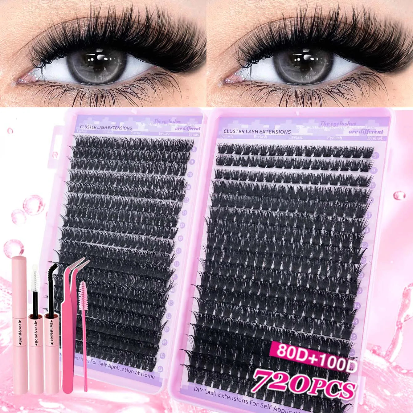 30D/40D/60D/80D/100D/120D/150D mixed lengths 9-18mm with grafted lashes, D-curl holiday lashes for DIY and festive occasions.