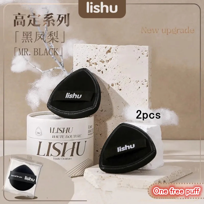 Lishu Black Air Cushion Foundation Puff High Elastic Soft Do Not Eat Powder Makeup Blender Applicator Sponge Wet Dry Dual Use