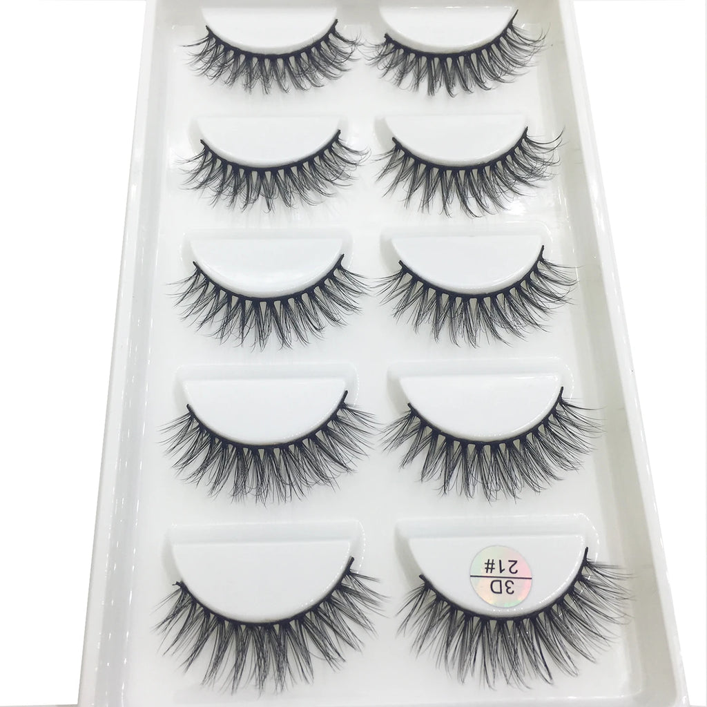 15 Style 5 Pairs 3D Eyelashes Natural False Eye Lashes Thick Faux Mink Lashes Soft Fake Eyelash Wispy Makeup Cilios