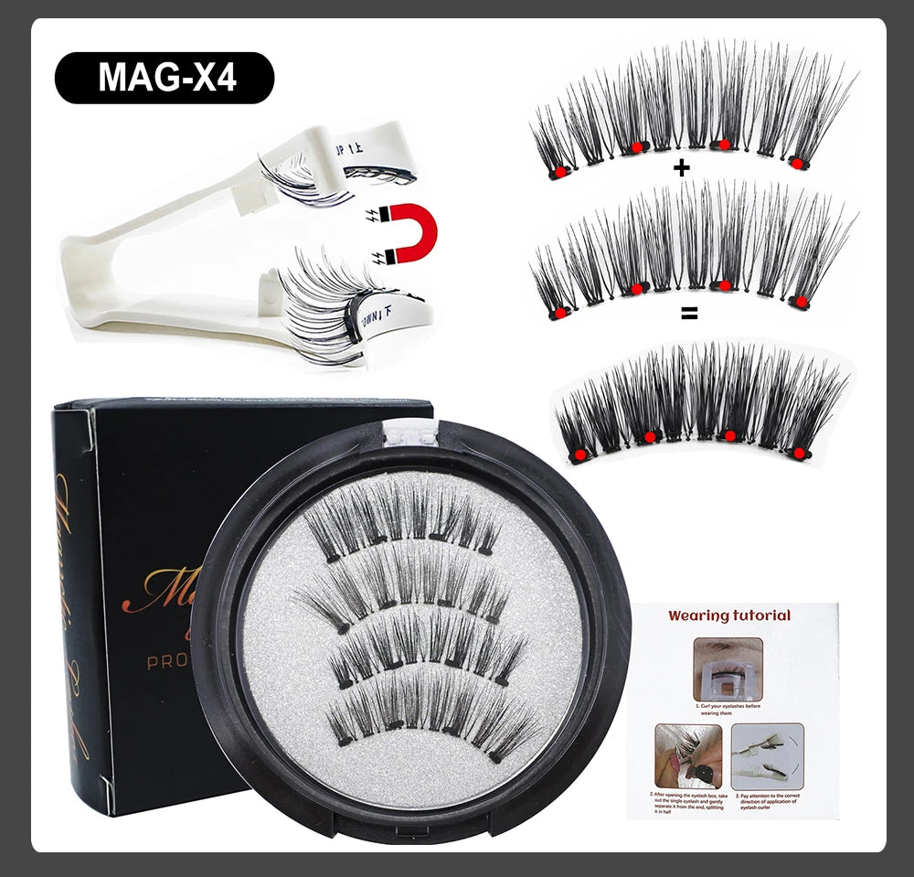 RED SIREN Magnetic Eyelashes With Applicator Reusable Natural Magnetic Lashes Kit No Glue Needed Soft Clear Band False Eyelashes