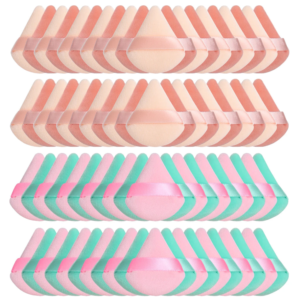 Mini Triangular Powder Puff 40-80Pcs, Apply Loose Powder by Gently Pressing It onto the Face to Achieve a Setting Effect