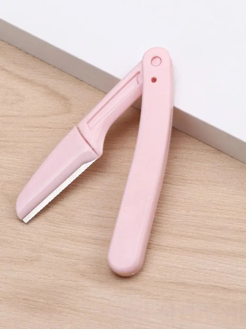 Portable pink color folding eyebrow razor, safe for women's face, suitable for eyebrows, face and lips.