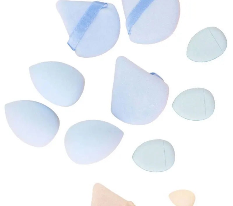 Solid color 12PCS makeup sponge set, loose powder and finger catching Thumb Puff Cotton Mini Powders Puffs Soft Makeups EggsSets