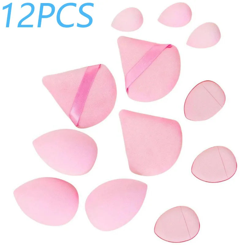 Solid color 12PCS makeup sponge set, loose powder and finger catching Thumb Puff Cotton Mini Powders Puffs Soft Makeups EggsSets