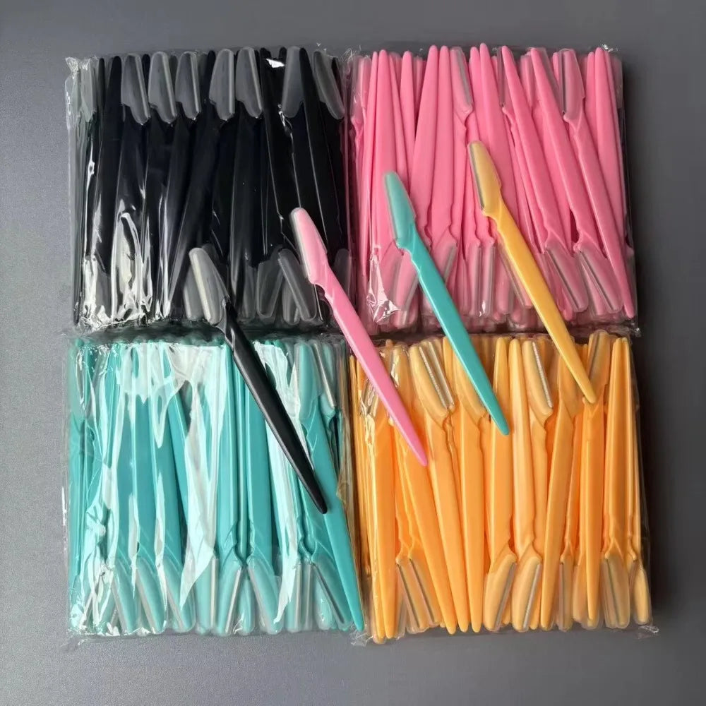 50/100pcs/bag Eyebrow Trimmer Knives Portable Face Razor Hair Remover Eye Brow Trimming Shaping Epilation Hair Shaver Blades