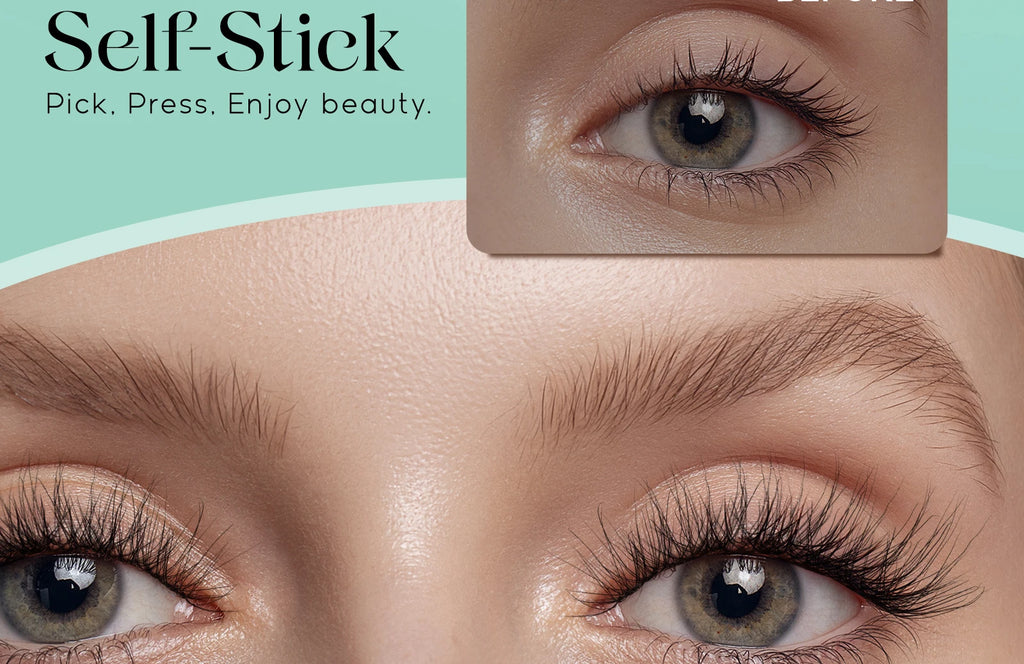 VYRILA Self Adhesive Eyelashes No Glue Needed Lashes 10‑16mm Pre Glued Cluster Lashes D Curl Soft Natural Press on Lashes