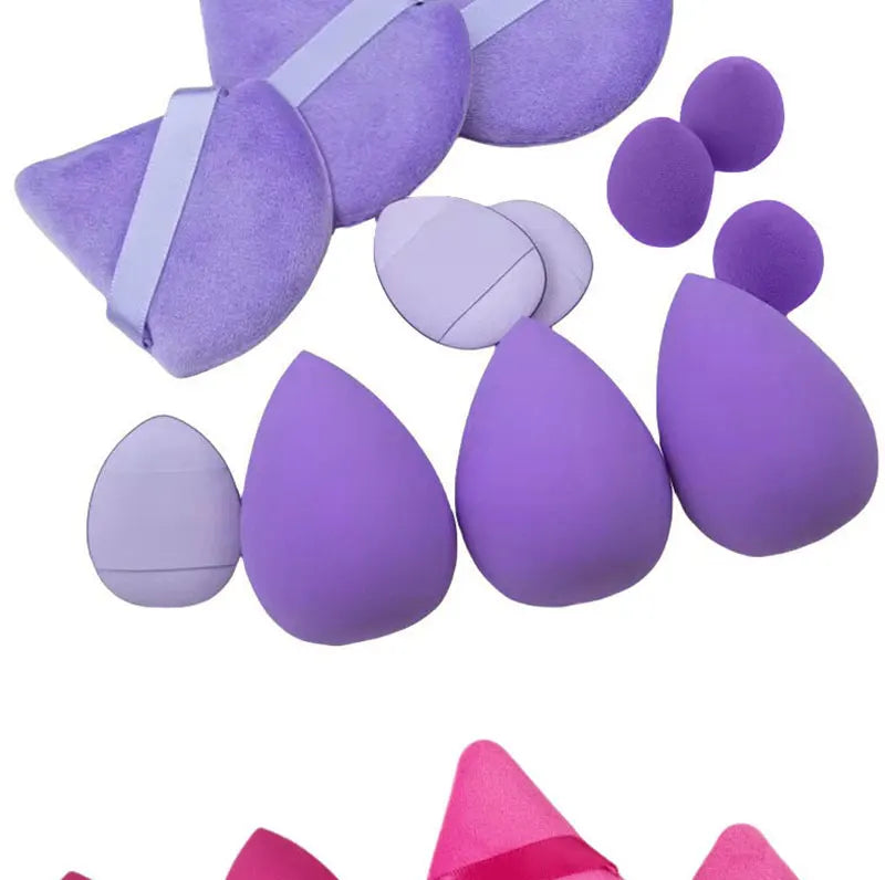 Solid color 12PCS makeup sponge set, loose powder and finger catching Thumb Puff Cotton Mini Powders Puffs Soft Makeups EggsSets