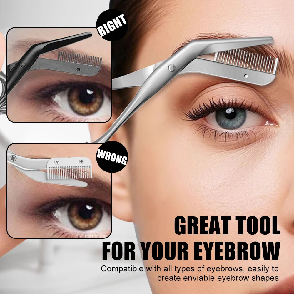 1Pcs Eyebrow Scissors with Comb  Stainless Steel Eyebrow Trimmer for Women Men  Eye Brow Trimmer Scissors Effortless Grooming