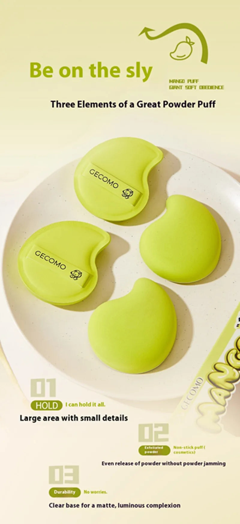 2PCS Makeup Blender Puff Air Cushion Foundation Sponge Loose Powder Puffs Mango-shaped  Cosmetic Applicator Tool Wholesale