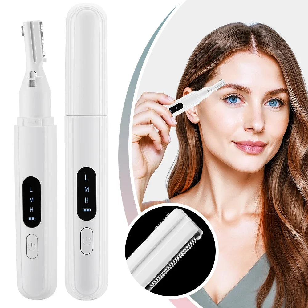 Electric Eyebrow Trimmer Rechargeable Mini Eyebrow Scraper Precision Facial Hair Trimmer Eyebrow Razor Dual-Blade Grooming Tool