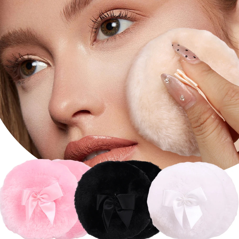 Plush Makeup Puffs Professional Butterfly Round Cosmetic Soft Plush Powder Puff Cute Bow Sponge Foundation Makeup Beauty Tools