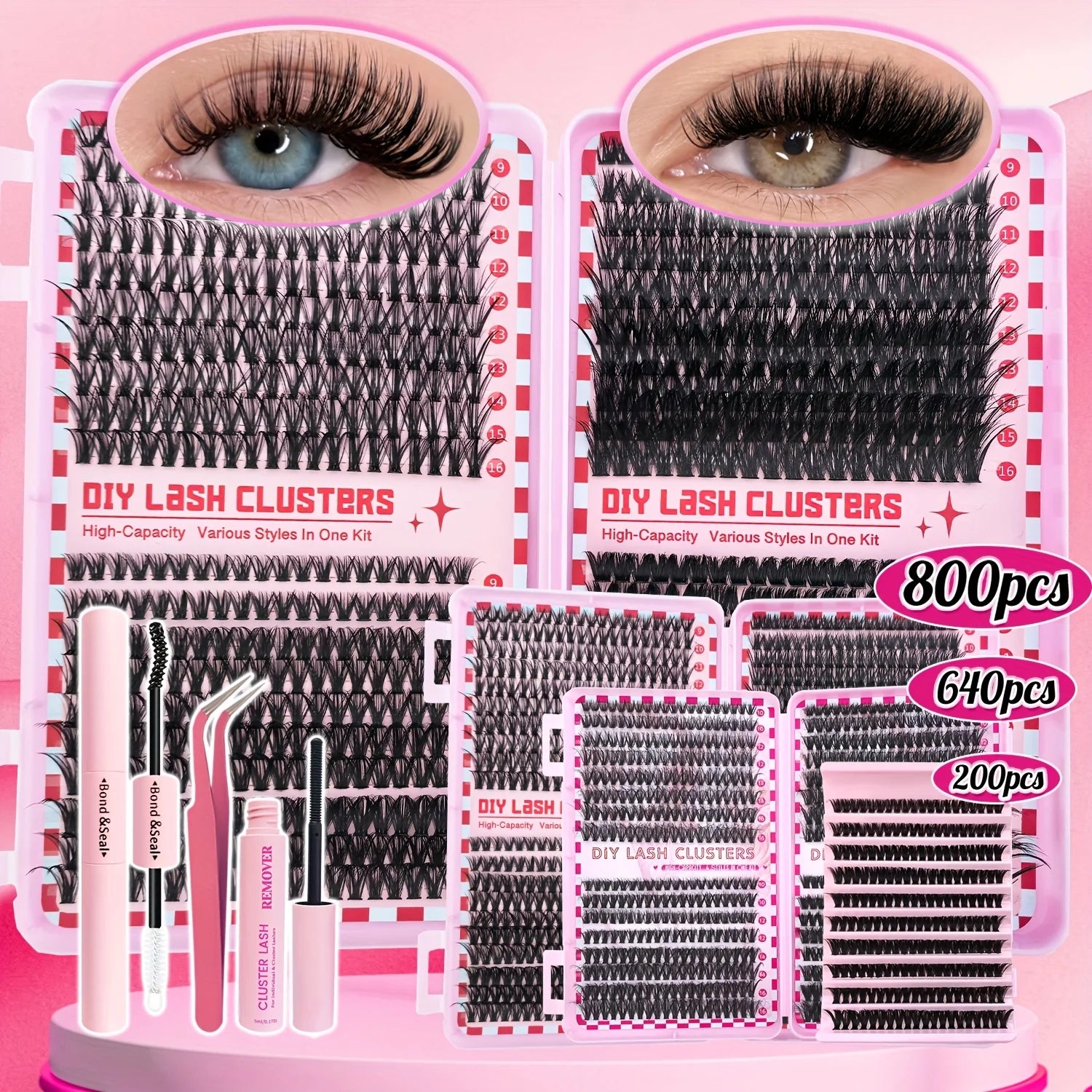 800/640/200PCS Fluffy Eyelash Cluster Book Comfortable, Reusable, Easy To Apply, Perfect For Natural Daily Beginner-Friendly