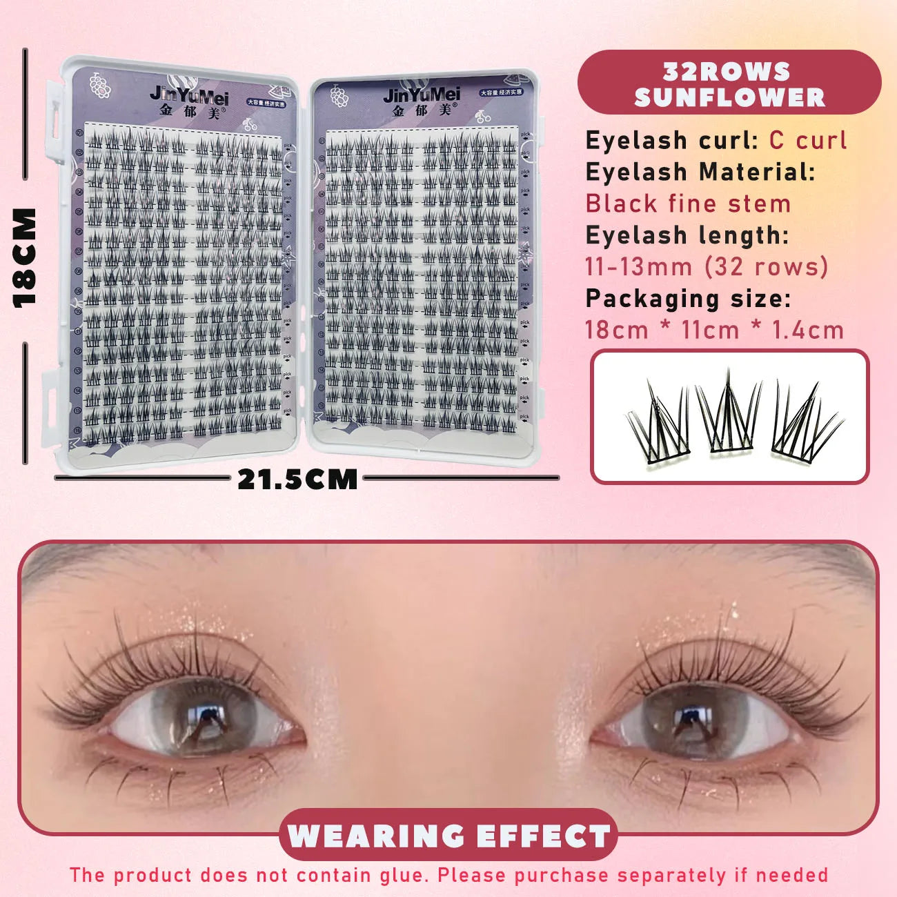 32 Rows Large Capacity Eyelashes Extension Professional Individual Cluster DIY Lashes Natural False Eyelashes Makeup Products