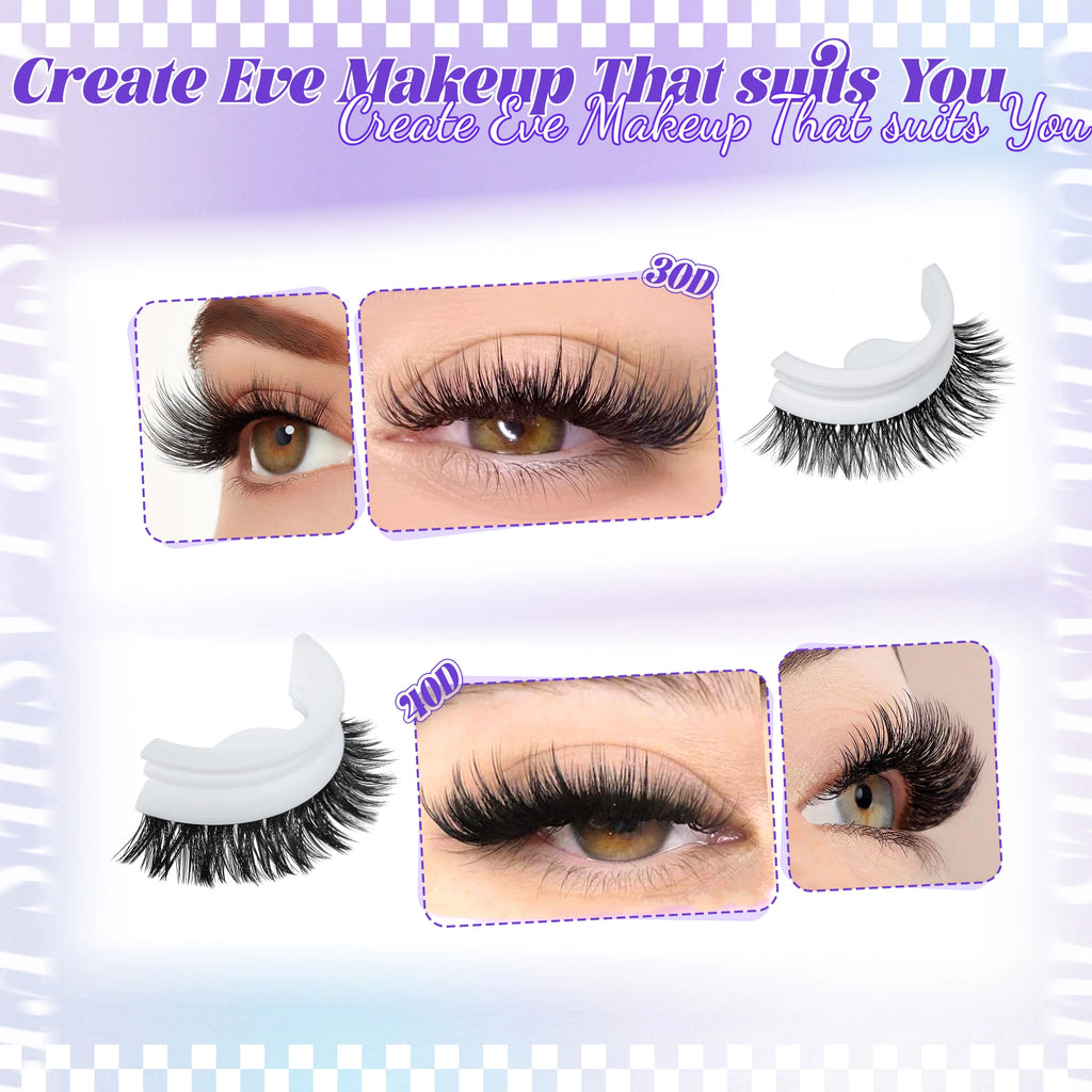 30D/40D/60D/80D/100D/120D/150D mixed lengths 9-18mm with grafted lashes, D-curl holiday lashes for DIY and festive occasions.