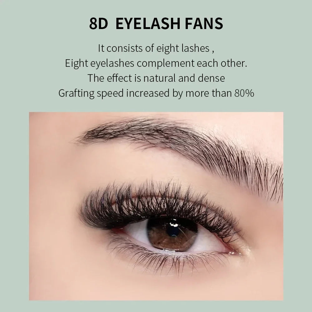GLAMLASH 8D-W Shaped Eyelash Extension C/D/L/LU/M Premade Volume Fans Clover W Style Lashes False Mink Soft Easy Faning Natural