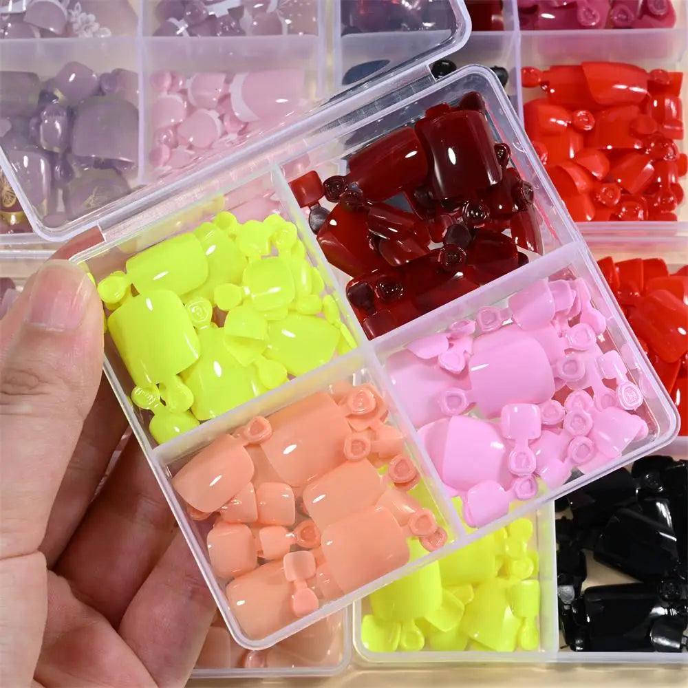 96pcs Short Square Toe Nails Butterfly/Flower French White Tip Fake Toenails Full Cover Fake Nail Set Cute Nail for Girls Gifts*