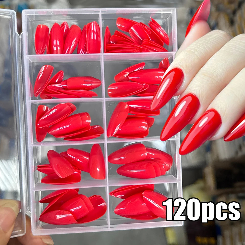 288pcs/box Solid Color Almond False Nails Medium Colorful Simple Press On Nails Mixed Full Cover Almond Fake Nail Tips for Women