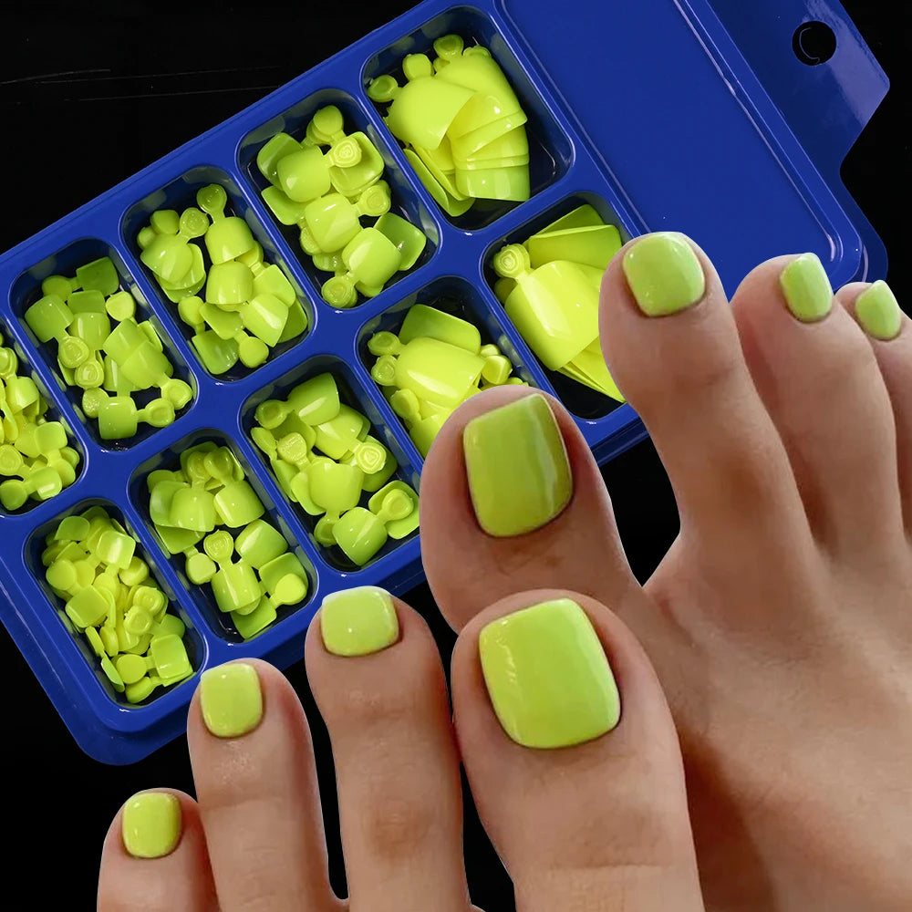 100/120Pcs Glossy Black White Press On Toenails Short Square Full Cover Fake Toe Nails Acrylic Toe False Tips Summer Manicure DI