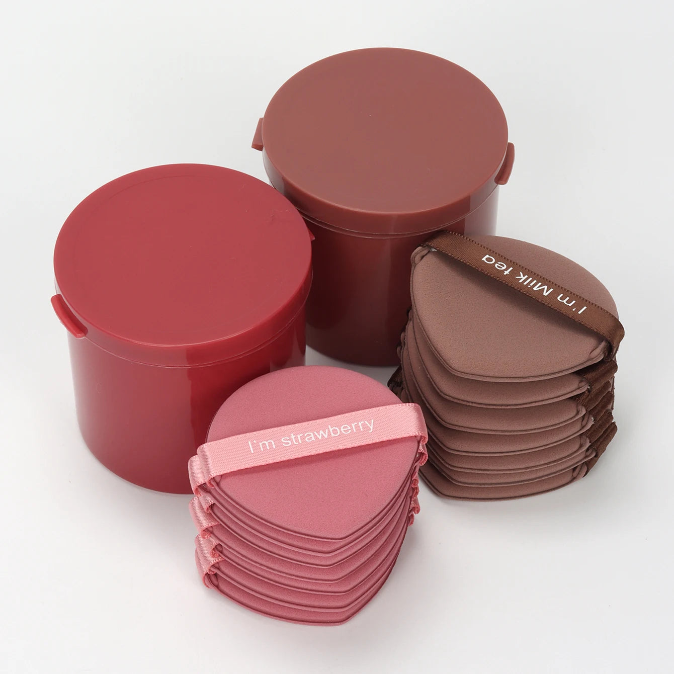 Karsyngirl 7Pcs/Box Strawberry Double-Side Cosmetic Puff Set Soft Makeup Sponge Powder Beauty Tools for Women