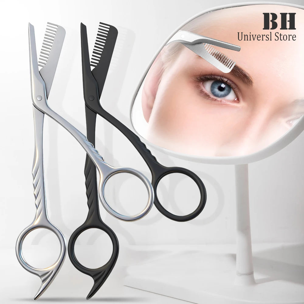 1Pcs Eyebrow Trimming Scissors with Combs Eyebrow Trimmer Kit Stainless Steel Grooming Eyebrow Shaping Scissors Tools