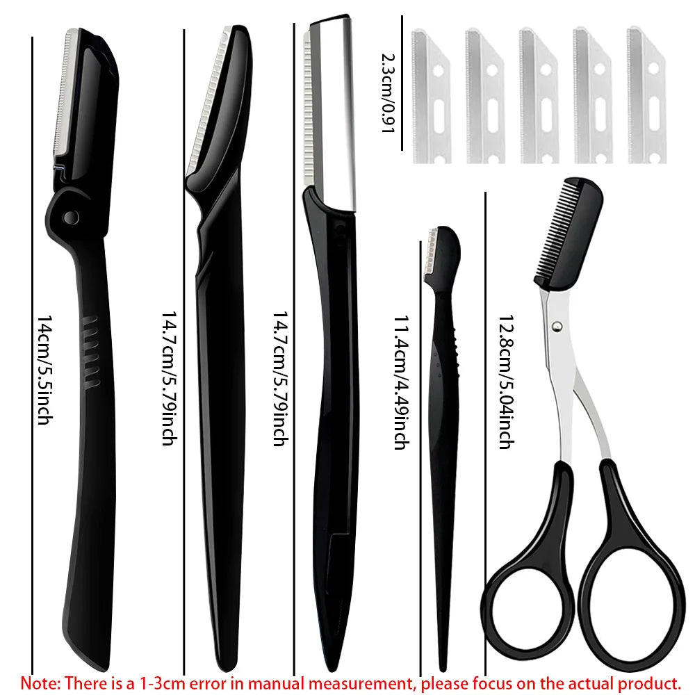 15/18pcs Eyebrow Trimmer Kit Multipurpose Face Razors For Women and Men Easy To Use Facial Hair Removal Scissors Beauty Tool