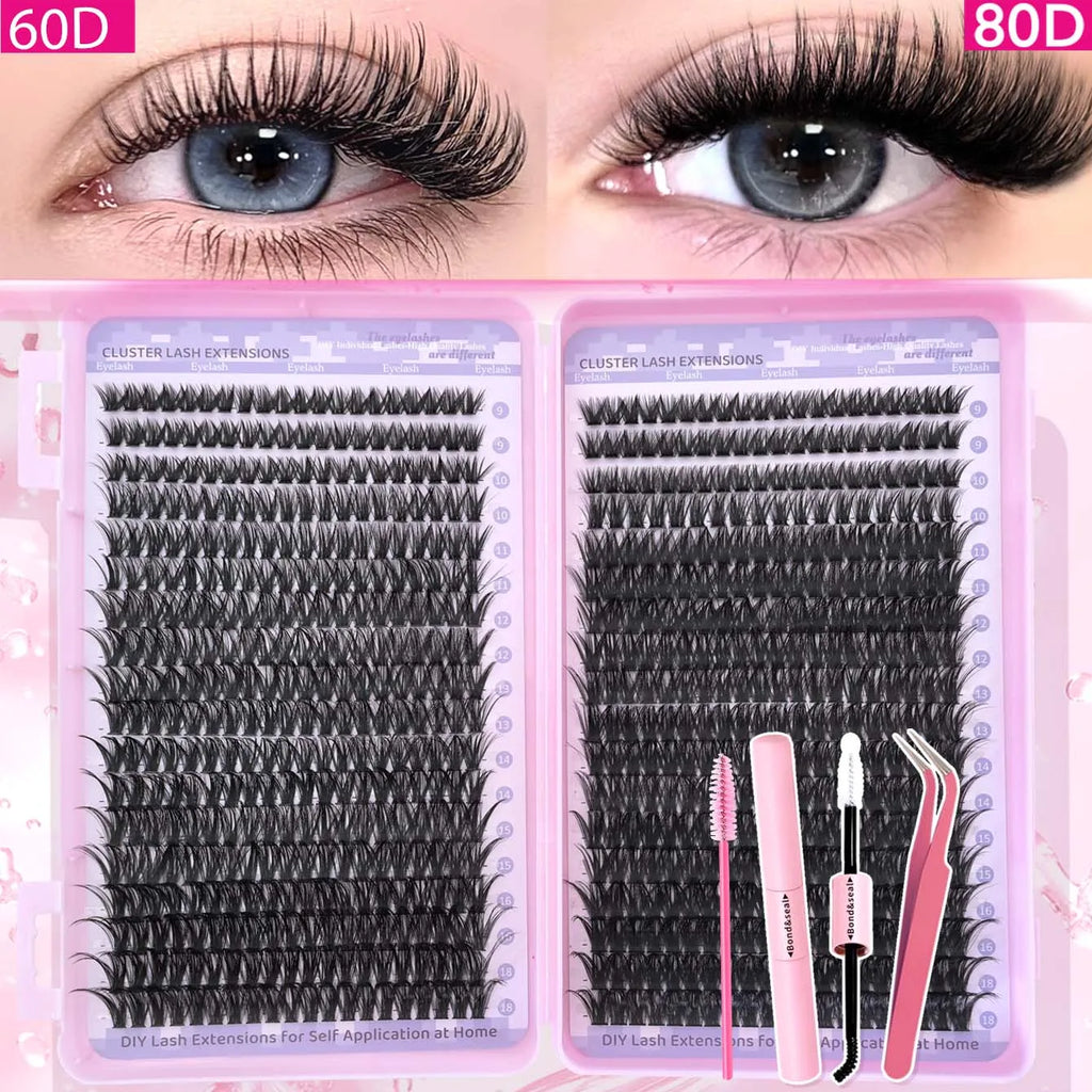 30D/40D/60D/80D/100D/120D/150D mixed lengths 9-18mm with grafted lashes, D-curl holiday lashes for DIY and festive occasions.