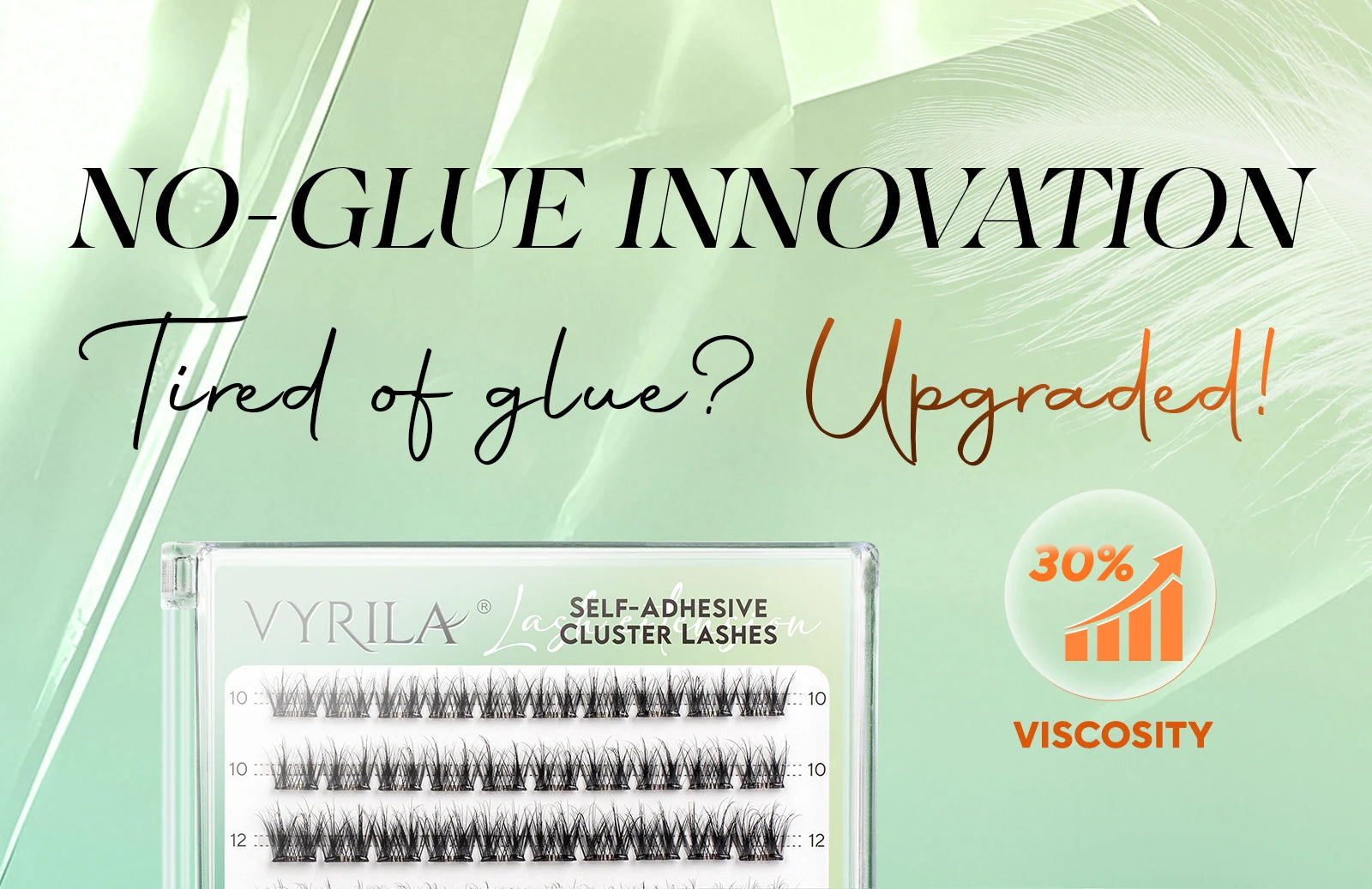 VYRILA Self Adhesive Eyelashes No Glue Needed Lashes 10‑16mm Pre Glued Cluster Lashes D Curl Soft Natural Press on Lashes