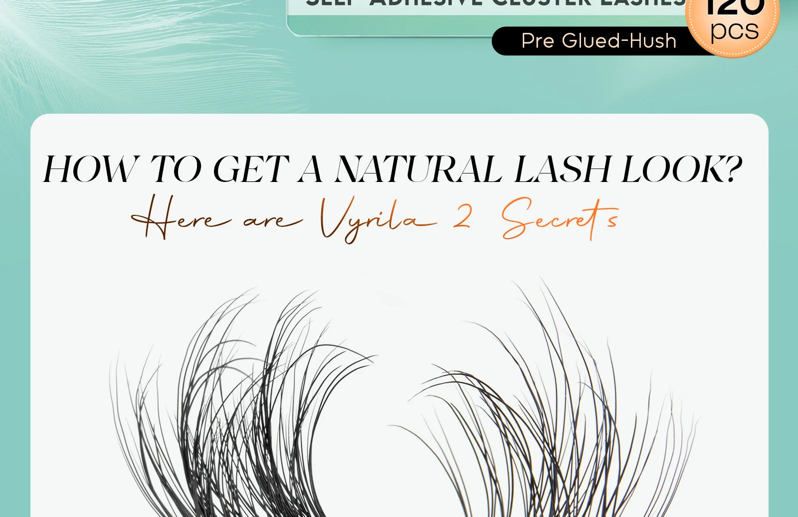 VYRILA Self Adhesive Eyelashes No Glue Needed Lashes 10‑16mm Pre Glued Cluster Lashes D Curl Soft Natural Press on Lashes