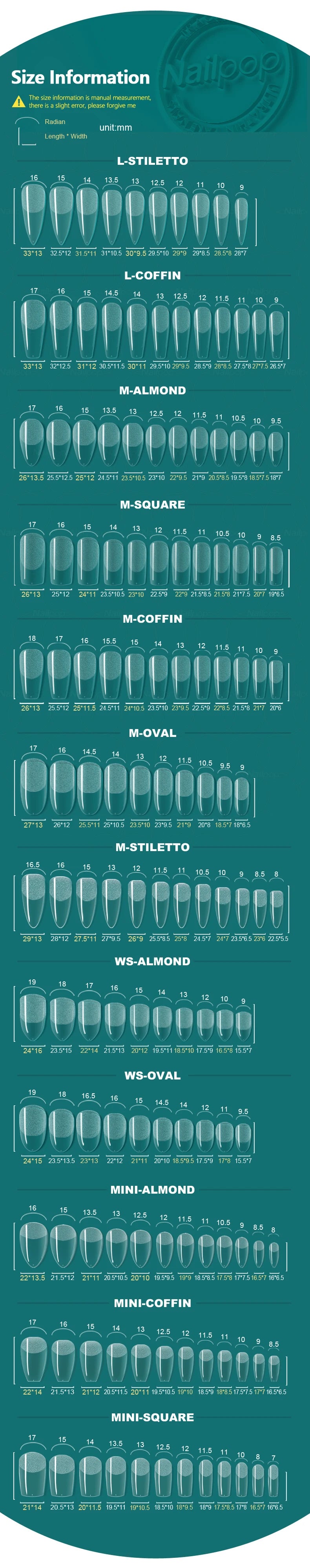 Nailpop 600pcs PRO Fake Nails Full Cover False Nail Tips Acrylic Nail Capsules Professional Material Finger Soak Off Gel Tips