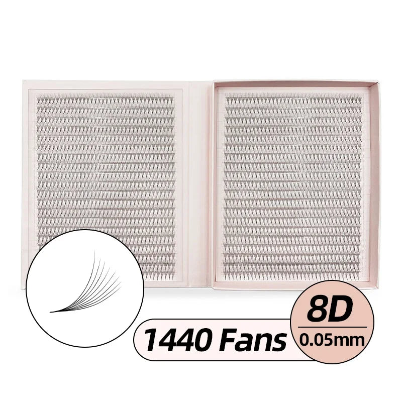 Narrow 2400 Fans Lashes XXL Mega Tray Premade Narrow Volume Fan Ultra Dark Pointy Base Promade Fans Eyelash Extensions Supplies