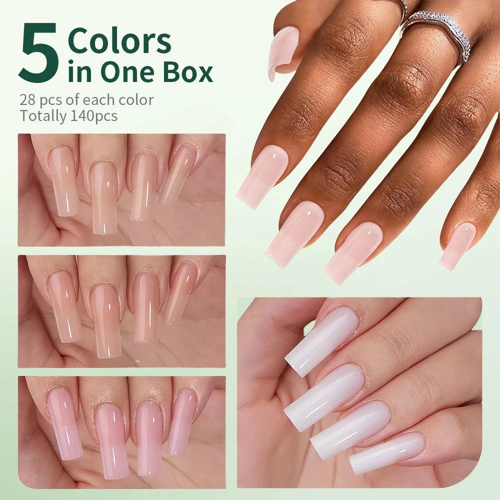 Nailpop 3-IN-1 Nude Natural Soft Nail Tips Set 140PCS Skin Tones Press on Nails Ultra-Fit Gel Nail Extensions Easy Manicure DIY