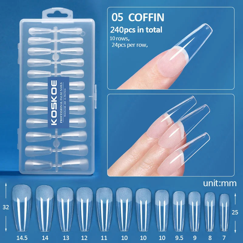 300/240pcs Matte Soft Gel Tips Short Almond Fake Nail Tips Nails Set Press On False Nail Full Cover Short Almond Nail Capsules