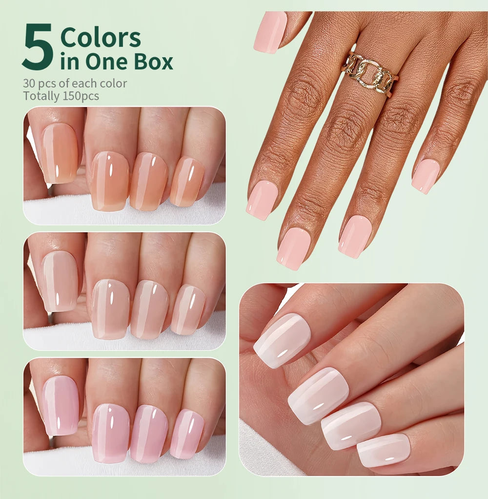 Nailpop 3-IN-1 Nude Natural Soft Nail Tips Set 140PCS Skin Tones Press on Nails Ultra-Fit Gel Nail Extensions Easy Manicure DIY