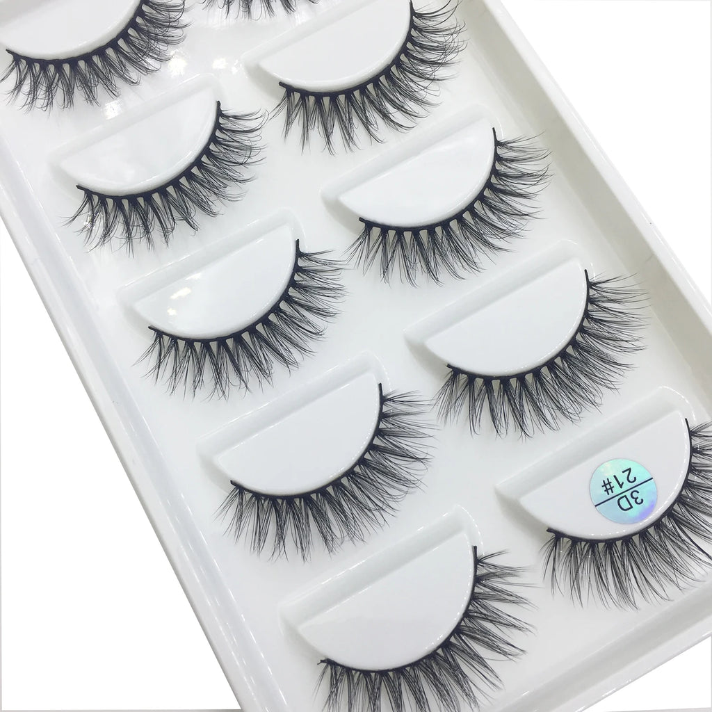15 Style 5 Pairs 3D Eyelashes Natural False Eye Lashes Thick Faux Mink Lashes Soft Fake Eyelash Wispy Makeup Cilios
