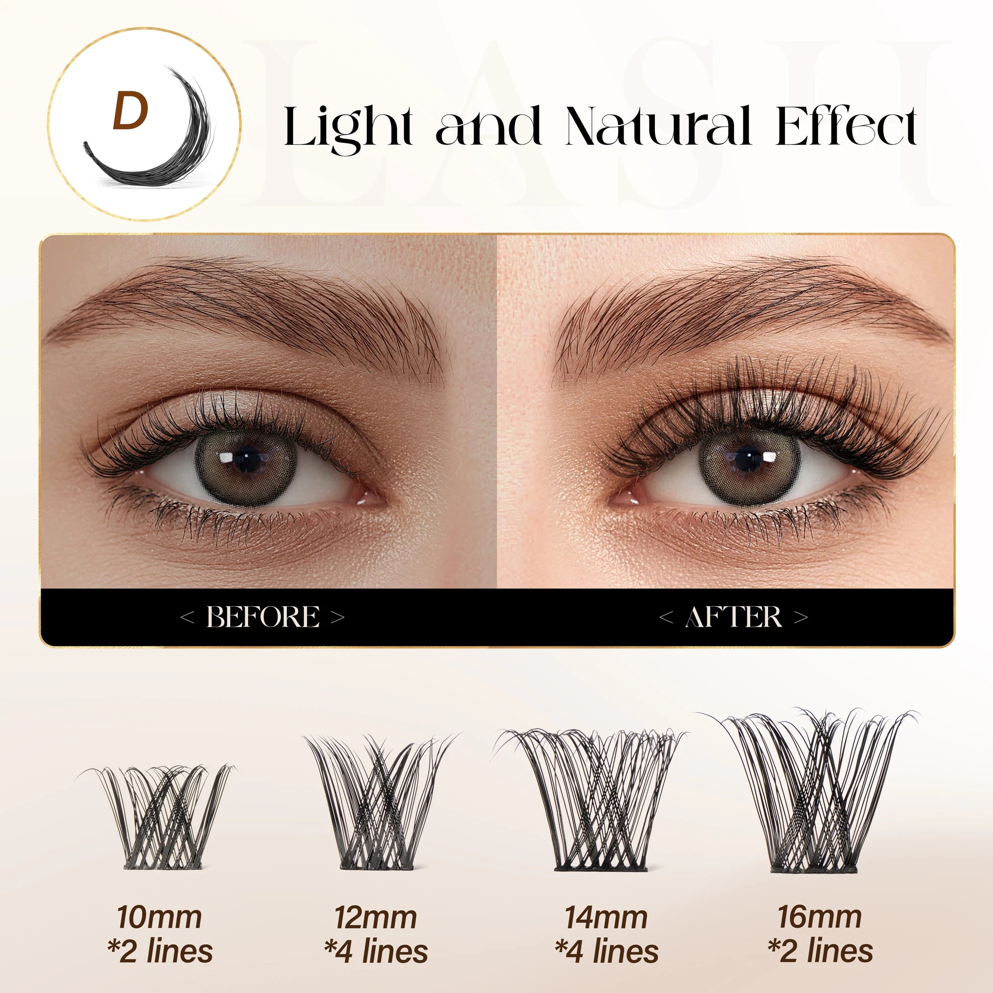 BEFER Cluster Lashes D Curl DIY Eyeslash Extension Lash Cluster Fluffy Volume Individual Natural False Eyelashes Clusters