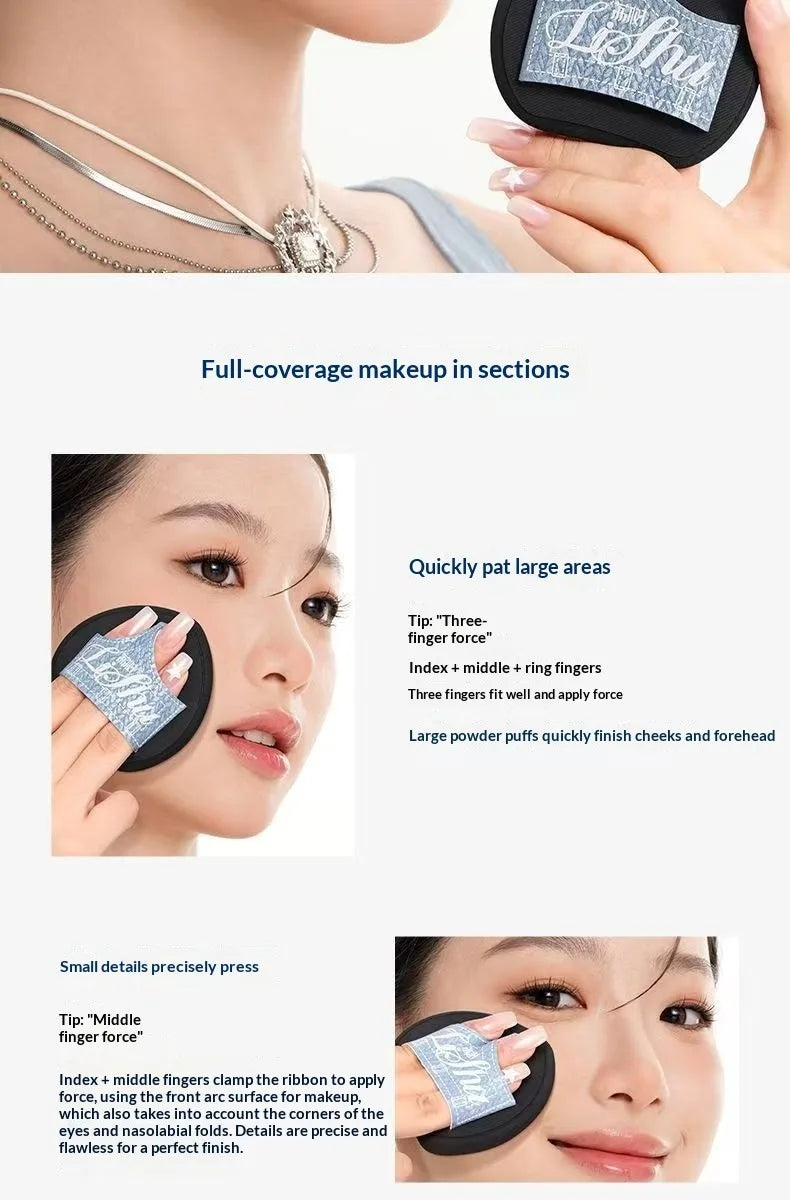 LISHU Makeup Puff Set, Large Powder Puffs for Foundation & Concealer, Wet and Dry Dual-Use, Skin-Friendly & No Powder Absorption