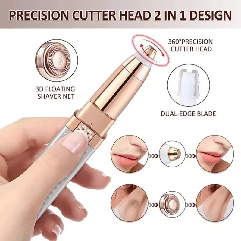 2-in-1 women's electric eyebrow trimmer USB charging portable epilator bikini painless razor female body facial eyebrow trimmer