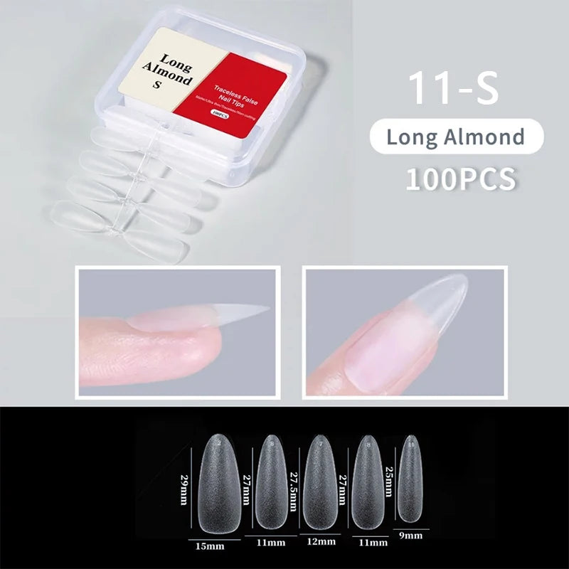 300pcs/box Transparent Fake Nail Acrylic Tips Soft Gel Full Matte Finish Nail Gel French Ballerinas Capsules Press On  Tips