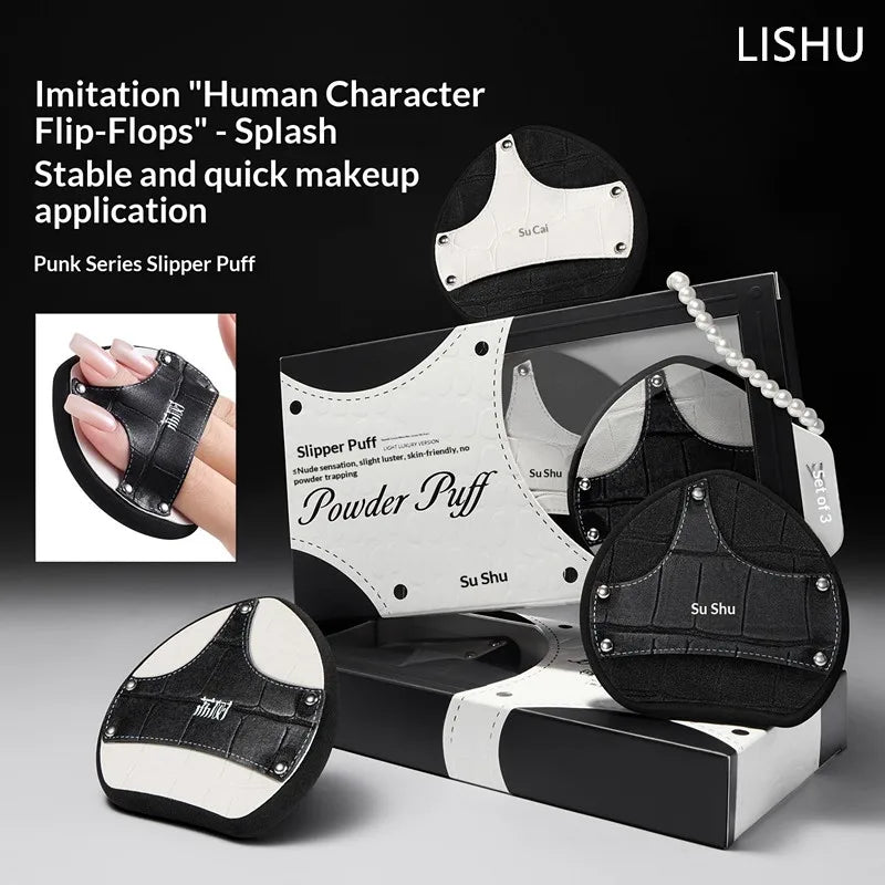 LISHU Makeup Puff Set, Large Powder Puffs for Foundation & Concealer, Wet and Dry Dual-Use, Skin-Friendly & No Powder Absorption