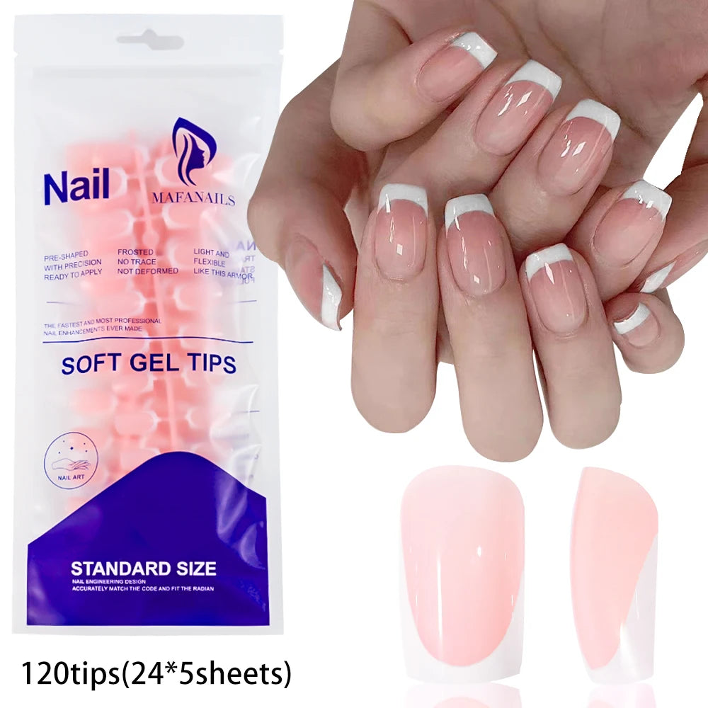 120/240Pcs Short Square Press On Nails Summer Colorful French Tip Fake Nails Extension Wearable Full Cover False Nails for Girls