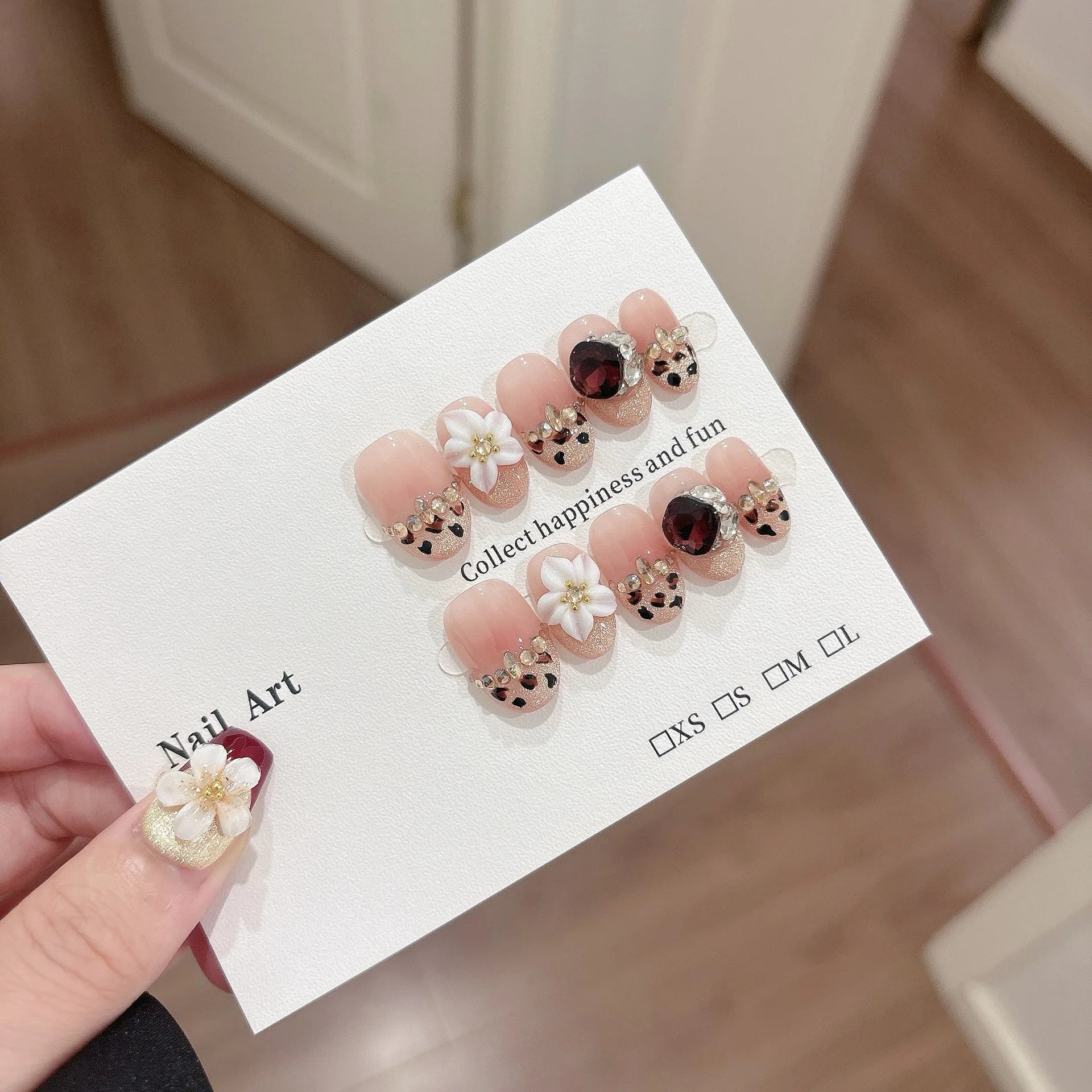 10Pcs French Oval Handmade Press on Nails Blue Cat Eye Fake Nails Wearable Stick-on Nails False Nail 네일팁 Накладные Ногти Uñas