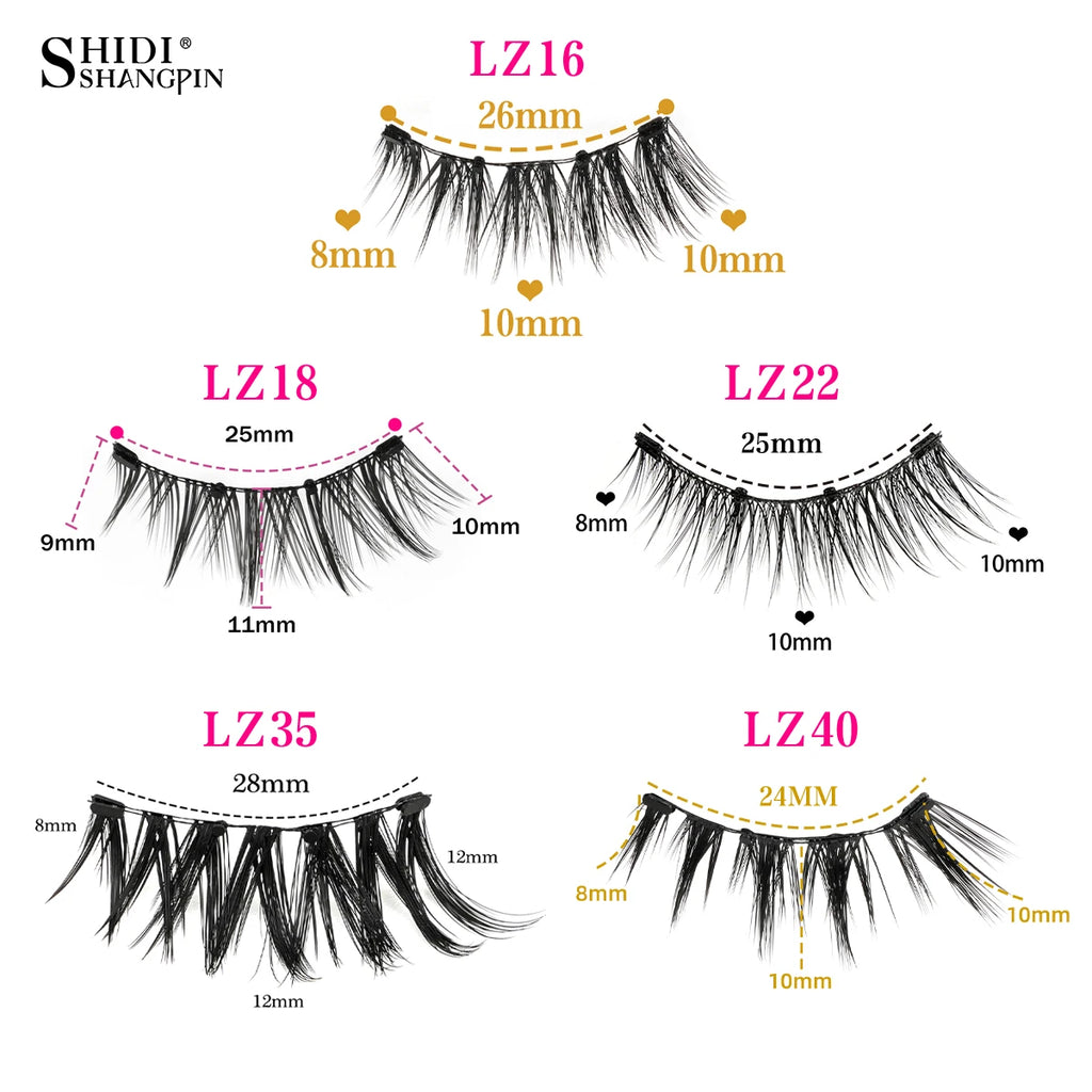 Reusable Magnetic Eyelashes Kit With Magnetic Tweezers Makeup Tool Handmade Fluffy Faux Mink Lashes Natural Long False Eyelashes